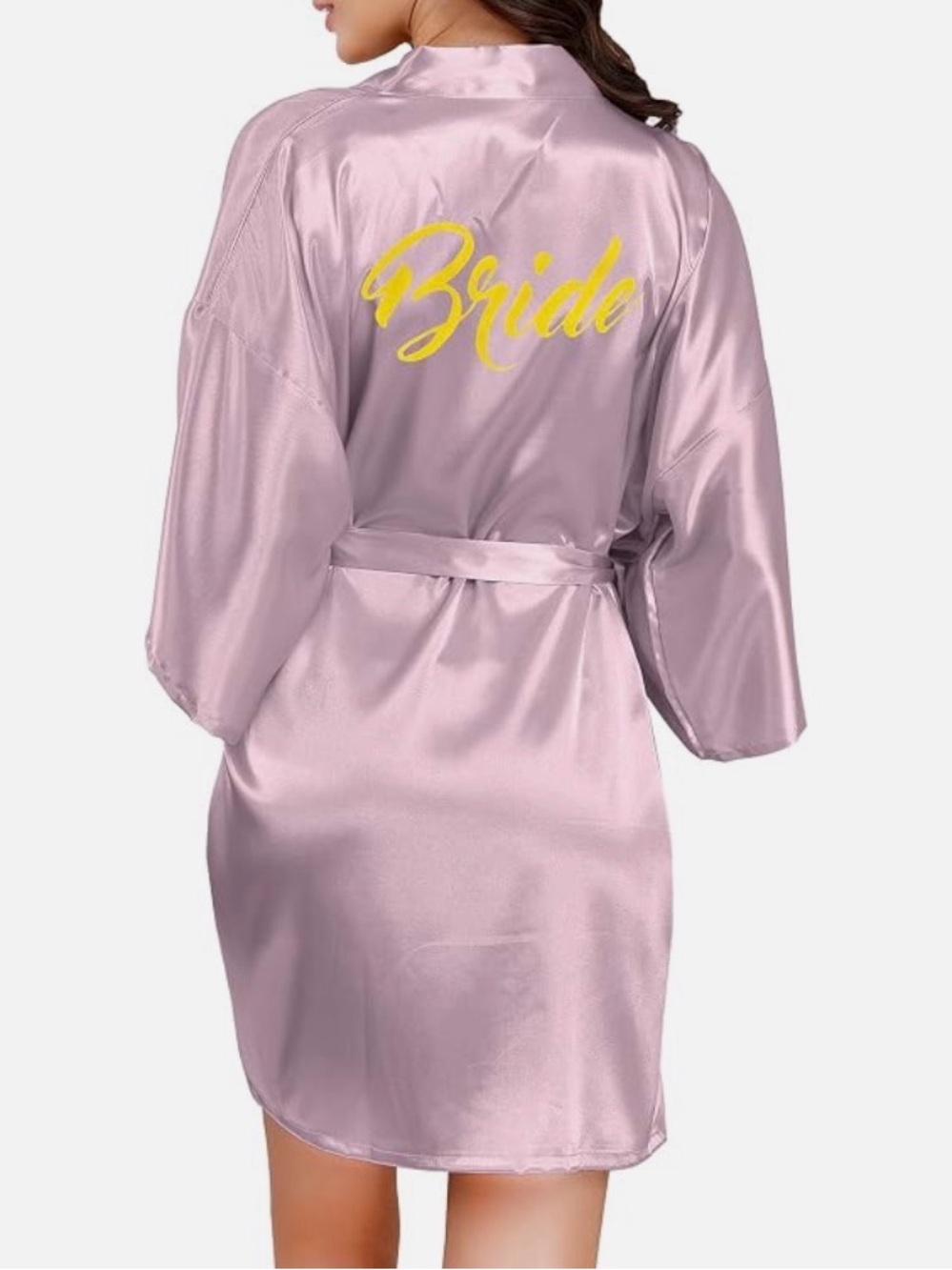 Bride Satin Kimono Robe in Dusty Rose OS